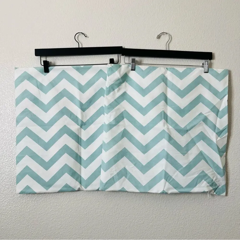2x H&M Home Light Blue Ivory White Chevron Stripe Throw Pillow Covers